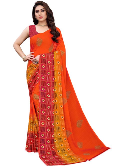self designed printed saree with blouse - 19568018 - Very Small Image - 1