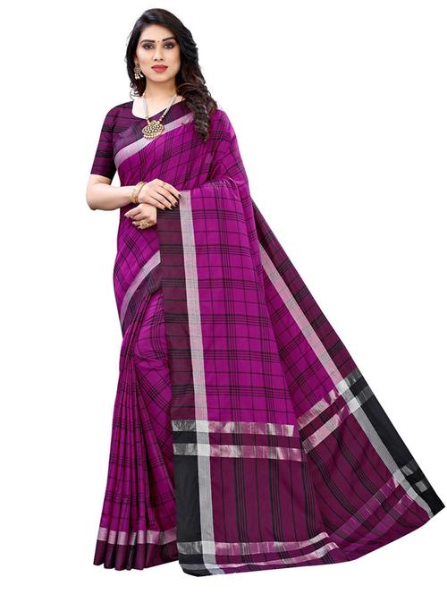 check printed self design saree - 19569303 - Very Small Image - 1