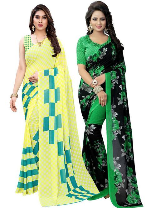 pack of 2 printed combo saree with blouse - 19570159 - Very Small Image - 1
