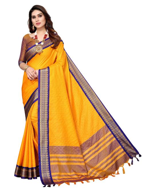 checked printed chettinadu saree with blouse - 19571190 - Very Small Image - 1