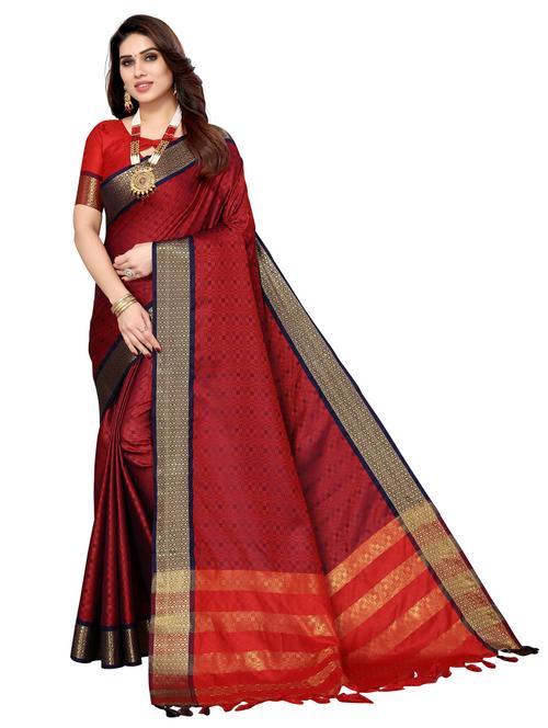 checked printed chettinadu saree with blouse - 19571266 - Very Small Image - 1