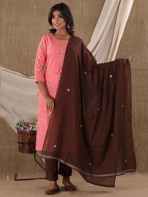 round neck dupatta bottom set - 19577848 - Very Small Image - 1