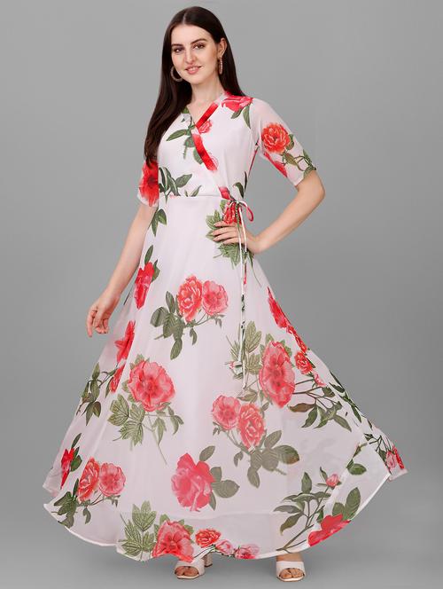 women's fit & flare floral dress - 19578195 - Very Small Image - 1