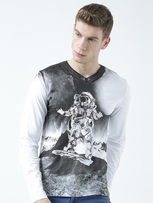 v neck printed regular t-shirt - 19580613 - Very Small Image - 1