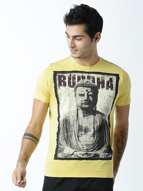 yellow printed cotton blend regular t-shirt - 19581089 - Very Small Image - 1