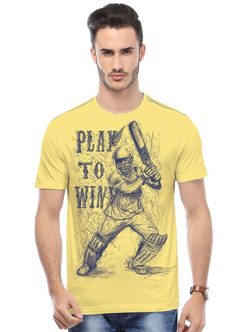 yellow printed cotton blend regular t-shirt - 19581386 - Very Small Image - 1