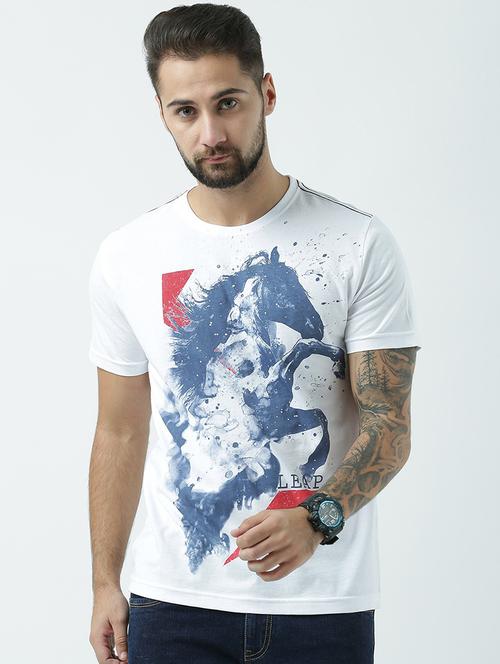 men round neck front print t-shirt - 19582048 - Very Small Image - 1