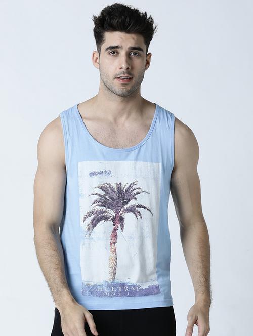 men scoop neck front print sleeveless t-shirt - 19582087 - Very Small Image - 1