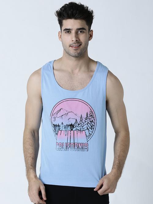men scoop neck front print sleeveless t-shirt - 19582090 - Very Small Image - 1