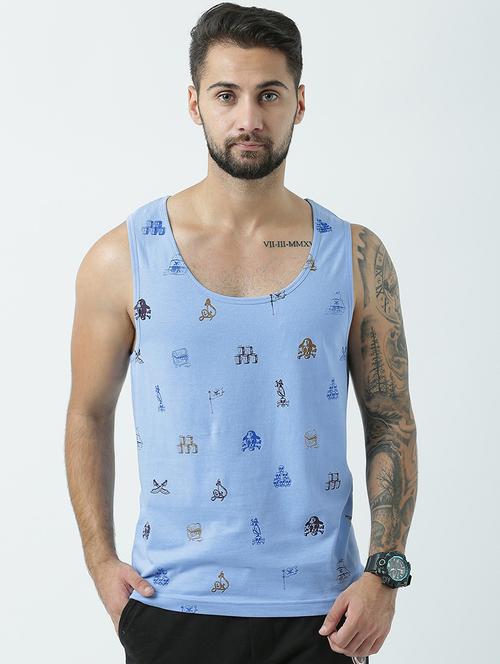 men scoop neck front print sleeveless t-shirt - 19582097 - Very Small Image - 1