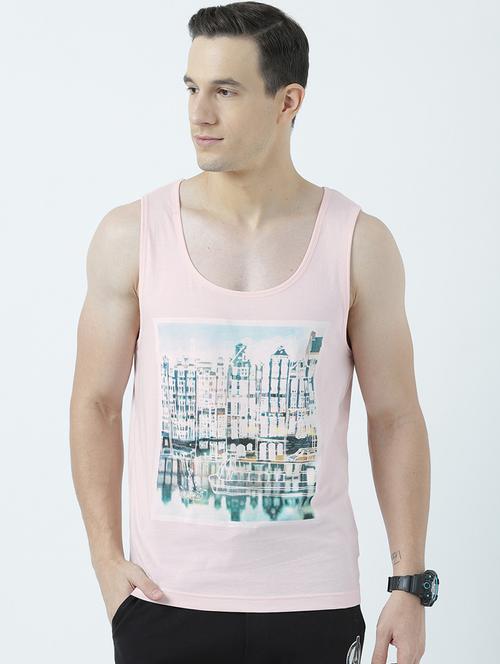 men scoop neck front print sleeveless t-shirt - 19582134 - Very Small Image - 1