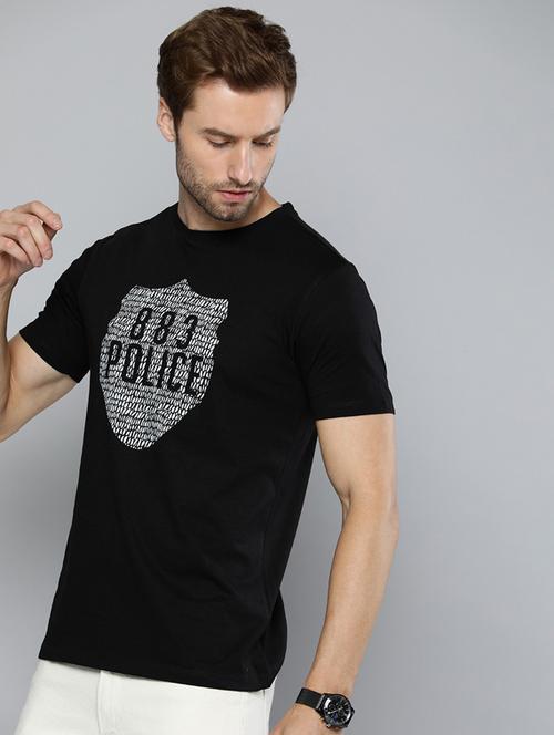 black printed round neck t-shirt - 19582467 - Very Small Image - 1