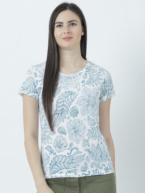 white printed round neck t-shirt - 19582750 - Very Small Image - 1