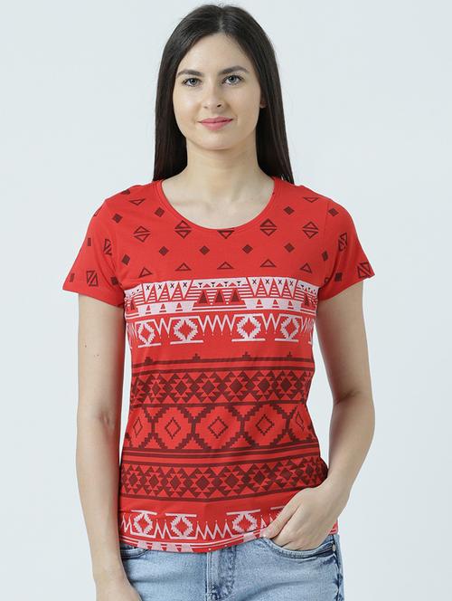 women's all over print round neck t-shirt - 19582766 - Very Small Image - 1