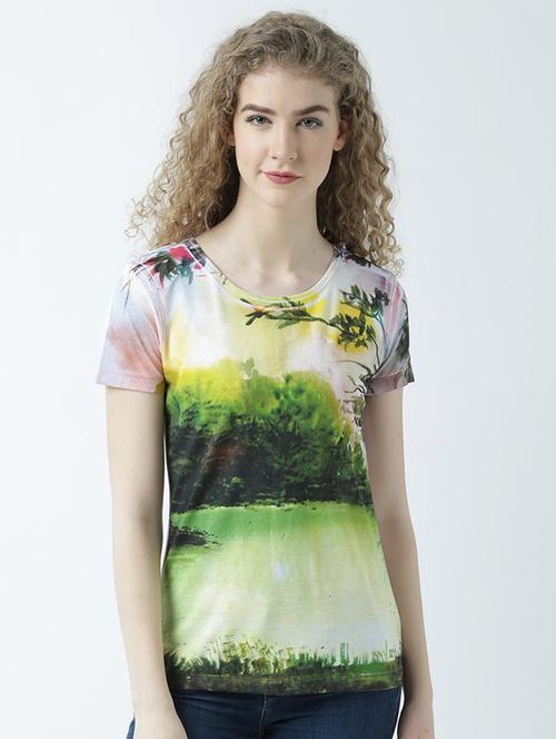 white printed round neck t-shirt - 19582865 - Very Small Image - 1