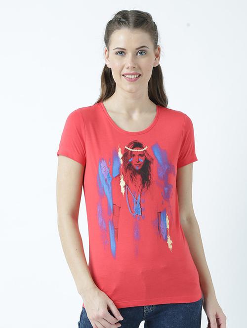 women's front print round neck t-shirt - 19582929 - Very Small Image - 1