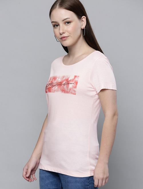 pink printed round neck t-shirt - 19582975 - Very Small Image - 1