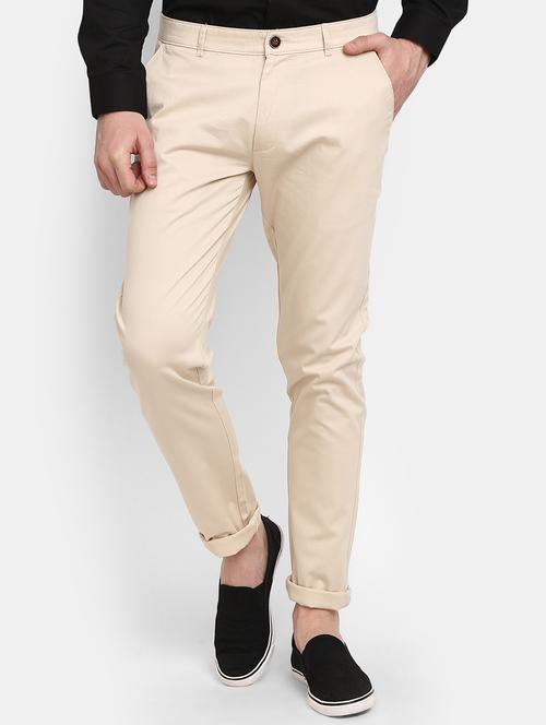 beige cotton chinos casual trousers - 19592496 - Very Small Image - 1