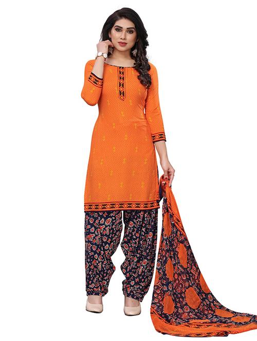 crepe orange kurta salwar set - 19593869 - Very Small Image - 1