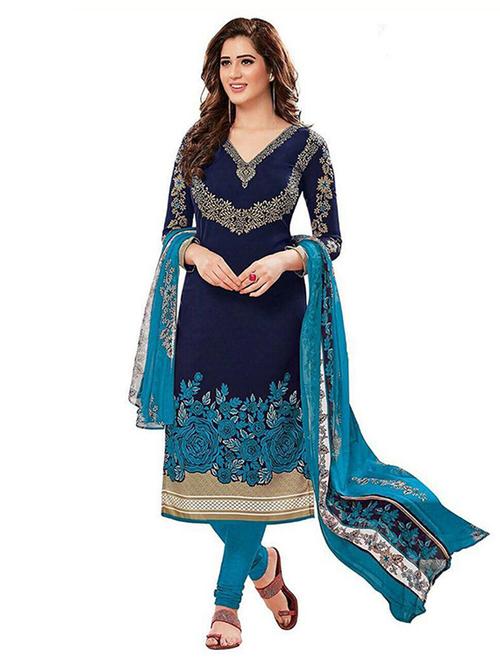 crepe blue kurta salwar set - 19593922 - Very Small Image - 1