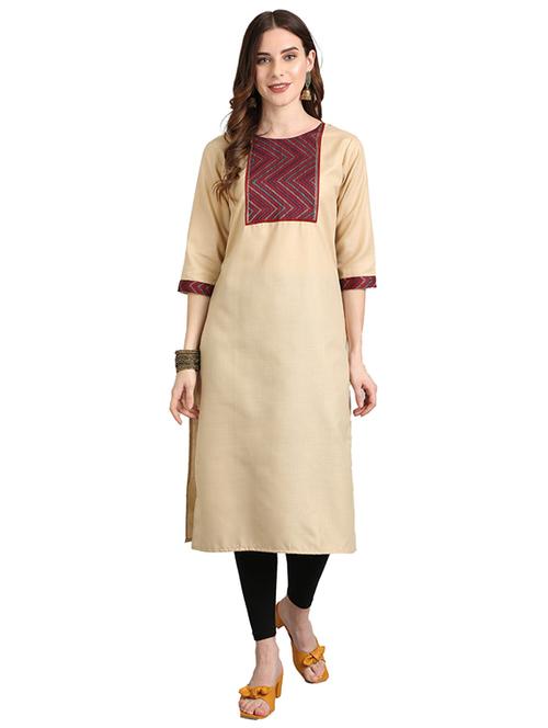 round neck straight kurta - 19595683 - Very Small Image - 1