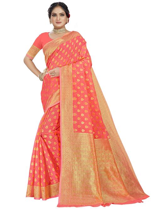 pink cotton saree with blouse - 19596756 - Very Small Image - 1