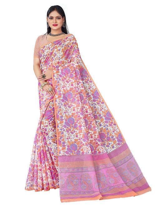 floral printed saree with blouse - 19596868 - Very Small Image - 1