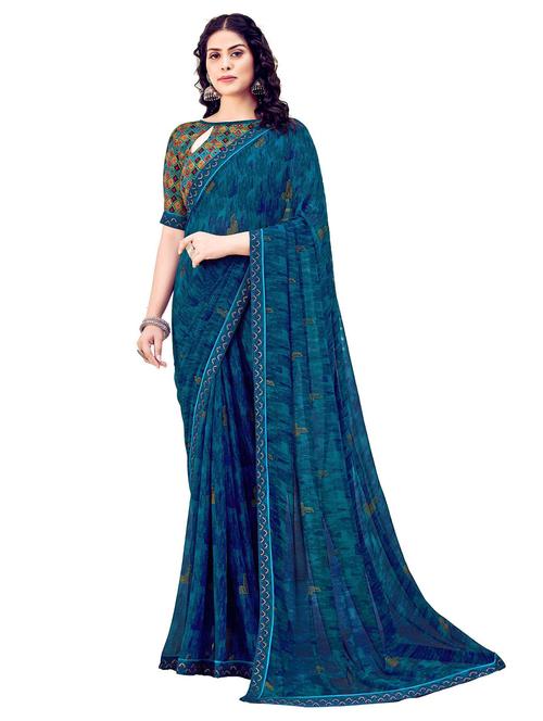 self design printed saree with blouse - 19596965 - Very Small Image - 1