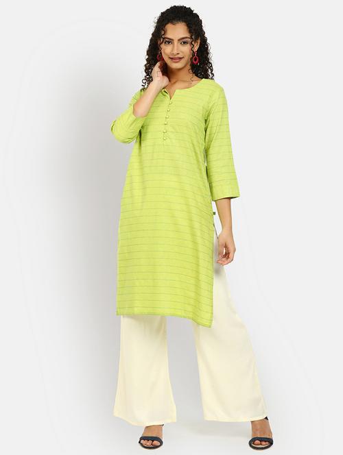 notch neck printed straight kurta - 19598088 - Very Small Image - 1