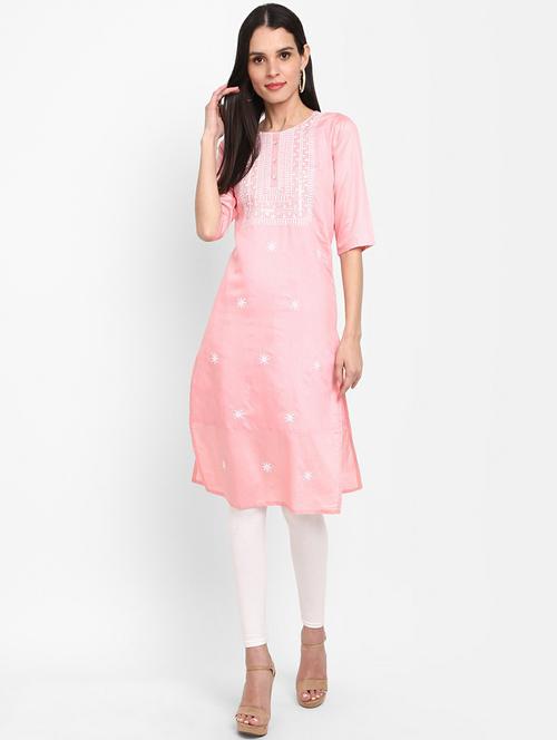 embroidered solid straight kurta - 19598148 - Very Small Image - 1