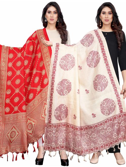 pack of 2 printed dupatta combo - 19598799 - Very Small Image - 1
