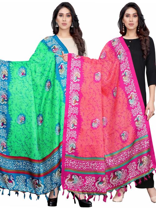 pack of 2 self design printed dupatta - 19598944 - Very Small Image - 1