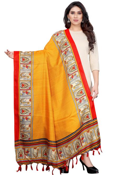 yellow self design printed dupatta - 19598976 - Very Small Image - 1