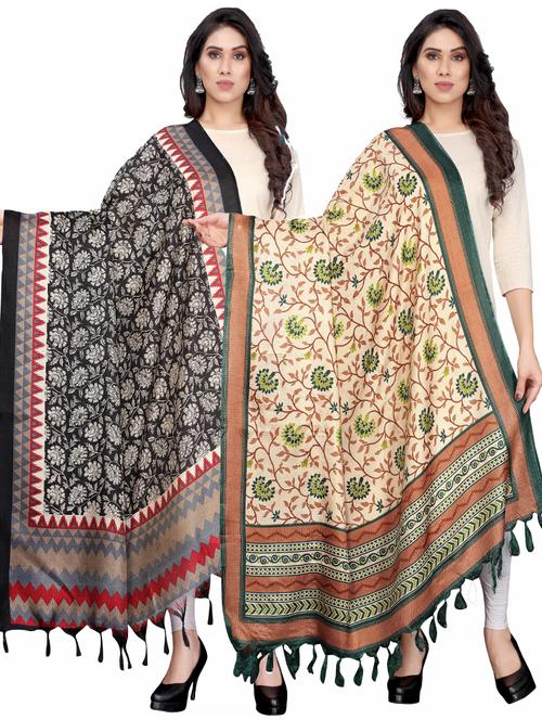 pack of 2 self design printed dupatta - 19598989 - Very Small Image - 1