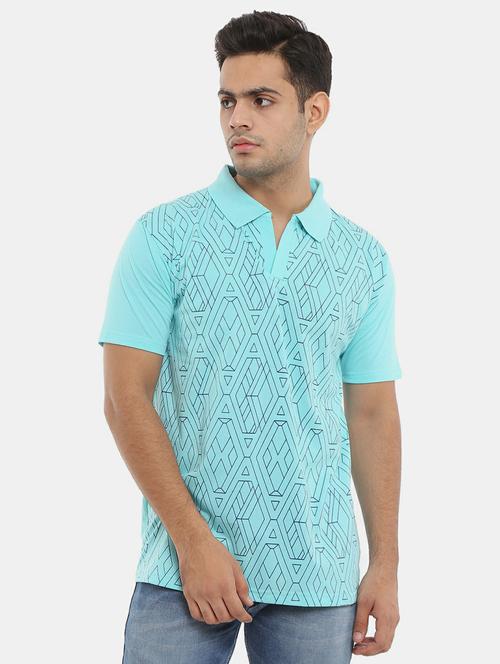 blue printed cotton polo t-shirt - 19600324 - Very Small Image - 1