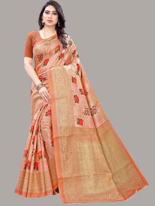 ditsy floral banarasi saree with blouse - 19603208 - Very Small Image - 1