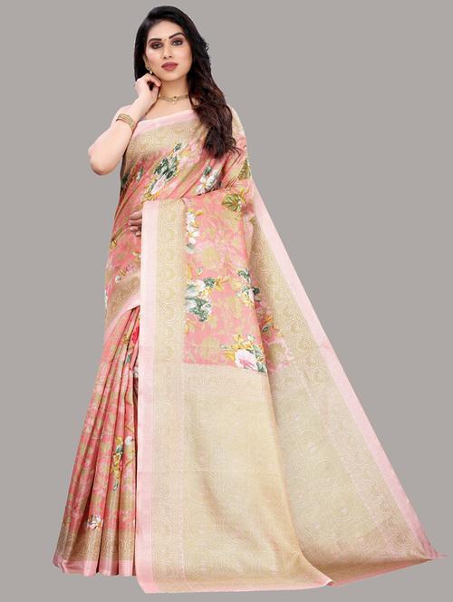 ditsy floral banarasi saree with blouse - 19603216 - Very Small Image - 1