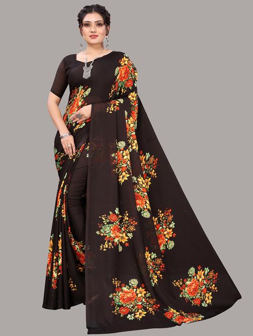 ditsy floral woven saree with blouse - 19603241 - Very Small Image - 1