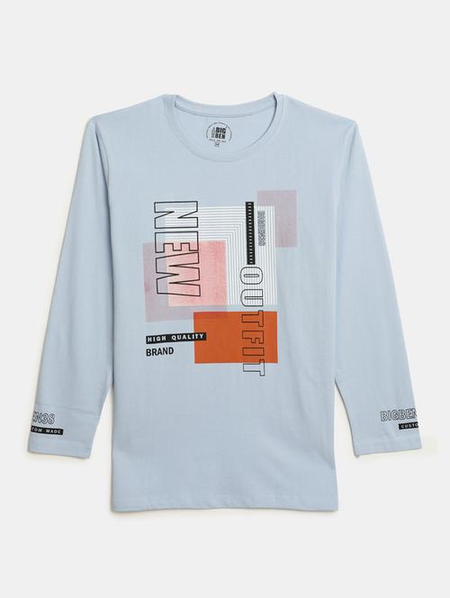 light blue printed round neck t-shirt - 19603609 - Very Small Image - 1
