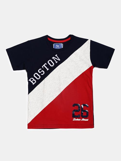 boys round neck colour block t-shirt - 19603685 - Very Small Image - 1