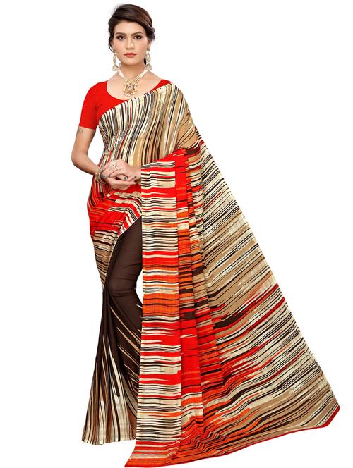 self design printed saree with blouse - 19604623 - Very Small Image - 1