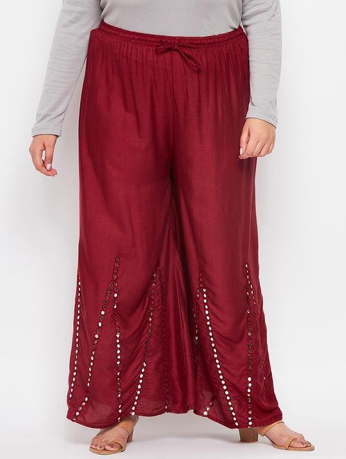 maroon rayon flared palazzo - 19604661 - Very Small Image - 1