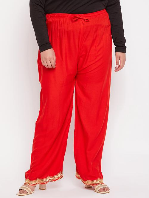 red rayon straight palazzo - 19604673 - Very Small Image - 1