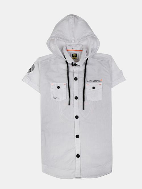 mandarin collar solid hoodie shirt - 19606396 - Very Small Image - 1