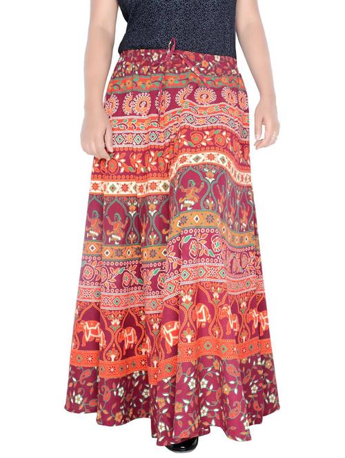 red cotton flared skirt - 19607054 - Very Small Image - 1