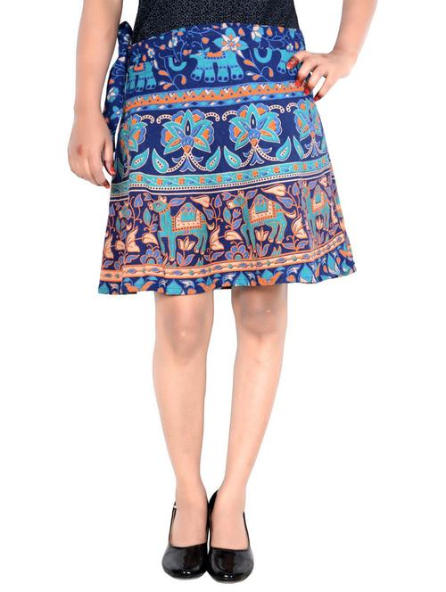 blue cotton printed skirt	 - 19607303 - Very Small Image - 1