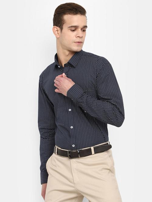 mens micro print formal shirt - 19608662 - Very Small Image - 1