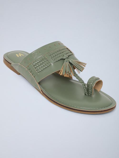 green pu slip on sandals - 19609725 - Very Small Image - 1