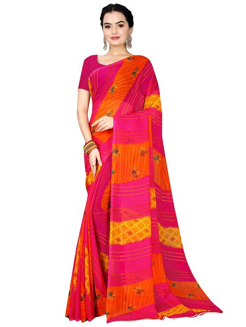 bandhani printed saree with blouse - 19611770 - Very Small Image - 1