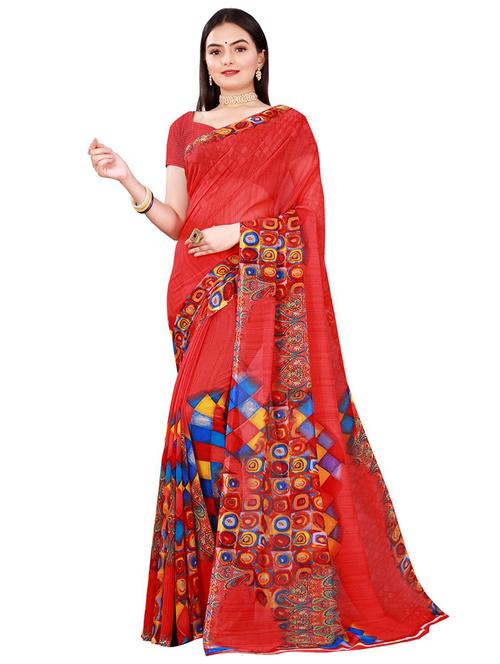 self-design printed saree with blouse - 19613635 - Very Small Image - 1